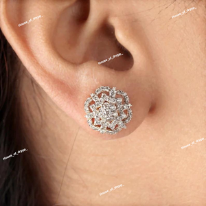 ต่างหูเพชรทรงดอกไม้หลายชั้น ดีไซน์หรูหรา ประดับด้วยพลอยระยิบระยับ ต่างหูทันสมัย - Product Image 3