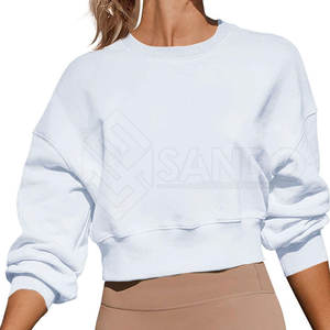 เสื้อสเวตเตอร์ตัดสั้นของผู้หญิงผ้าคอตตอนแขนยาวผ้า100% โพลีเอสเตอร์และโลโก้ด้านหน้าสำหรับฤดูหนาว - Product Image 1