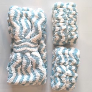 ชุดสายรัดศีรษะสปาลายโบว์ลายทางสายรัดข้อมือของผู้หญิงที่คาดผมสร้อยข้อมือประดับผมออกกำลังกายของเด็กผู้หญิง - Product Image 1