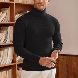 <b>Men</b> Solid Color Turtleneck <b>Sweater</b> Everyday Winter Knit Top - Product Image 1