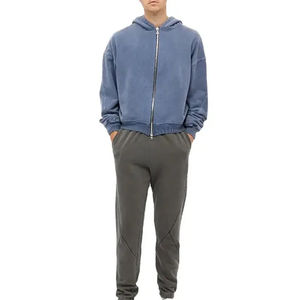 Dernier design, sweat à capuche surdimensionné délavé à l'acide, sweat à capuche vintage pour homme, molleton lourd, fermeture éclair, uni, teinture unie, pour streetwear d'hiver - Product Image 6