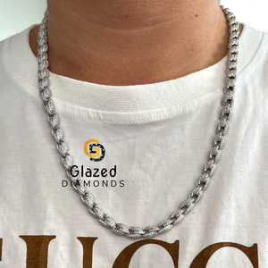 ทำจากเพชรที่เจียระไนมาอย่างสมบูรณ์แบบด้วยการตัดแบบ VVS ที่คมชัดในห้องปฏิบัติการที่ปลูกด้วยเพชรที่ทำจากทองคำขาว10Kt โซ่คิวบาสำหรับผู้ชาย - Product Image 3