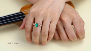 Anillo de Plata de Ley 925 con forma de esmeralda de 8x6mm, Esmeralda Vintage con forma de anillo de compromiso, diseño de Rama, anillo de plata - Product Image 6