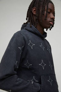 Sweat à capuche en molleton écologique de qualité supérieure, entièrement orné de strass, 100% coton, ourlet côtelé, poignets côtelés, vêtements décontractés pour hommes - Product Image 6