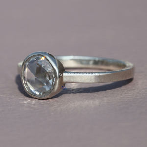 Elegante anillo de bodas de plata de ley 925 con corte de Rosa solitario VVS claridad Moissanite diamante joyería de tamaño personalizado - Product Image 3