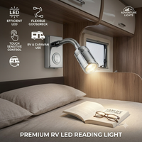 Lampe murale LED 12V NRY CE RoHS à succès pour camping-car, lampe de lecture multi-angle pour caravane, éclairage intérieur 2 watts pour remorque de voyage