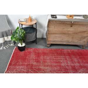 พรมขนสัตว์สไตล์โบฮีเมียนสไตล์วินเทจสไตล์โบฮีเมียนสีแดงขนาด4.4x8ฟุตลายพื้นที่ขนาดใหญ่สำหรับห้องโถงห้องนอนยางขนาด10มม. สำหรับข้างเตียง - Product Image 5
