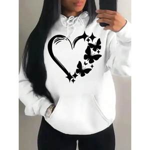 Sweat à capuche multicolore vintage tendance pour femmes motif papillon d'amour fermeture éclair Style de rue Hip Hop inspiré vêtements de poche à la mode - Product Image 5