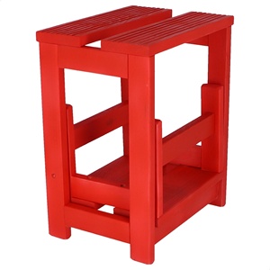 WELL HOME Sgabello a 2 gradini in legno con finitura rossa 32x23x40 cm - Product Image 3
