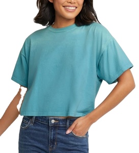 Camiseta corta para bebé con lavado ácido de verano 2025, camiseta Sexy fina en blanco para mujer, Camiseta 100% de algodón transpirable para mujer, Camiseta corta - Product Image 1