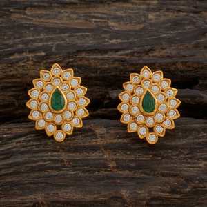 Pendientes de botón de flor chapados en oro de 14K y 18K, con engaste de bisel en oro rosa, elegante regalo para compromiso - Product Image 1