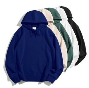 Sweatshirts à capuche d'hiver unisexes à manches longues 100% coton, couleur unie, logo de broderie imprimé personnalisé, sweat à capuche uni pour hommes et femmes - Product Image 6