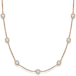 Collar con Diamantes de 3.00ct Engastados en Bisel en Oro Rosa de 14k, Chic y Elegante - Product Image 1
