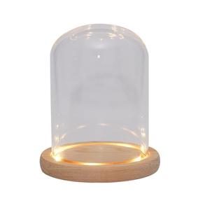 กล่องโชว์ทรงโดมไฟ LED โหลพลาสติกฐานไม้แบบชนบทสำหรับตกแต่งงานแต่งงานกุหลาบโต๊ะกลางตกแต่งบ้าน - Product Image 1