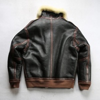 Blouson aviateur en cuir de mouton pour homme, col montant, logo personnalisé, coupe-vent décontracté, réversible, broderie tissée