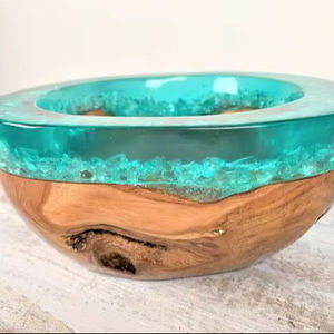 Déclaration En Bois Résine Bol À La Main Moderne Rustique Décoratif Pièce Maîtresse Élégant De Table Maison Cuisine Affichage - Product Image 1