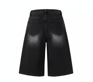 Unisex New Summer Street Loose Straight Wide-<b>Leg</b> Cargo <b>Jeans</b> Cropped <b>Short</b> Casual Denim American Retro Pocket <b>Men</b> Hip Mid Light - Product Image 2