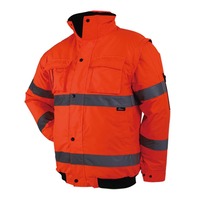 Jaket Bomber Reflektif Musim Dingin 65% Poliester dan 35% Katun, Pakaian Kerja Keselamatan dengan Visibilitas Tinggi