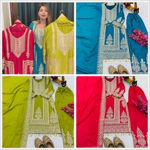 Nouvel ensemble de style Bollywood Cinon Top-Pent Dupatta, entièrement cousu, prêt-à-porter, réversible et extensible, idéal pour les fêtes, style indien et pakistanais - Product Image 6