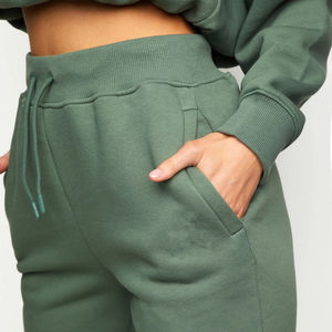 Pantalones Deportivos de Mujer de Alta Calidad, Teñidos de Verde, Cintura Elástica, Corte Ajustado, con Bolsillos Laterales - Product Image 6