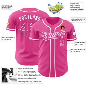 Camiseta de béisbol auténtica Rosa-blanca personalizada - Product Image 3