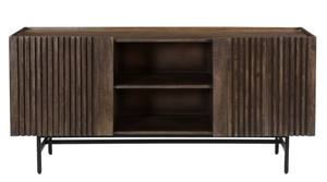 Armoire multimédia moderne en bois fini antique 2 portes à bandes pour salon salle à manger chambre à coucher hôtel facile KD Construction Buffets - Product Image 2