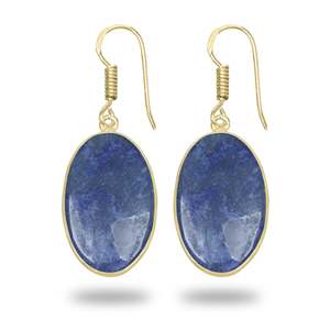 ต่างหูหินธรรมชาติสุดน่ารัก ชุบทองเหลือง แบบห้อยระย้า ของขวัญงานแต่งงานสำหรับผู้หญิง ต่างหูควอตซ์ดูมอร์เทียไรต์ - Product Image 1