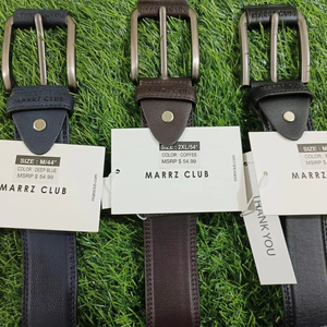 เข็มขัดหนังแท้ทำมือสไตล์วินเทจสำหรับผู้ชาย ดีไซน์ถักแบบด้าน หัวเข็มขัดทองแดง พิมพ์ลายด้วยความร้อน ขนาด 100-125 ซม. - Product Image 1