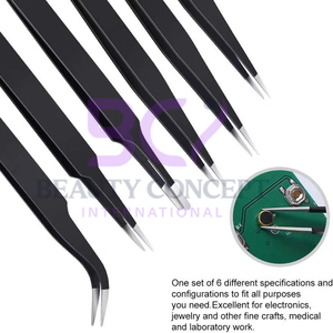 บริการ OEM แหนบต่อขนตาสีดำแหนบสแตนเลสคุณภาพดี - Product Image 5