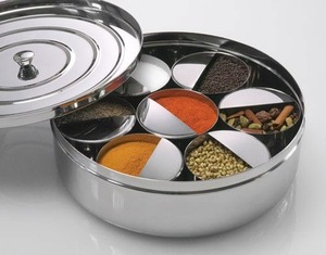 Boîte à épices en laiton de conception tendance boîte à épices de forme ronde 7 compartiments pour boîte de rangement d'épices avec couvercle - Product Image 3