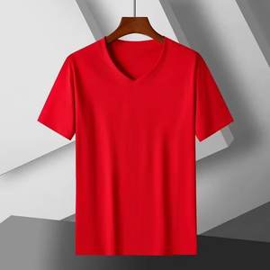 Camiseta de Manga Corta para Hombre, Diseño Personalizado con Logotipo Bordado, Nueva, Ajustada, Delgada, de Verano, Color Sólido, Cuello en V - Product Image 4