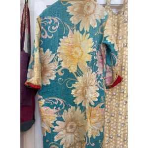 Chaqueta Kantha Acolchada Reversible Vintage para Mujer, Blazer de Cuero para Otoño, Talla XL, Diseño Oriental con Parches de Algodón Personalizados - Product Image 5