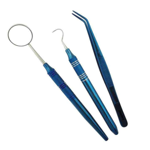 High Quality 3 Pcs Dental Examination Kit Stainless Steel Dental Probe, <b>Mouth</b> Mirror Dentist Tool Set for Oral Care & Clinic Use - Product Image 3