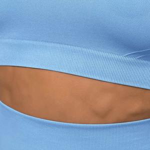 Taille haute femmes sport vêtements de sport Fitness Leggings sans couture Yoga ensemble avec hauts courts motif solide tendance vêtements de sport d'entraînement - Product Image 2