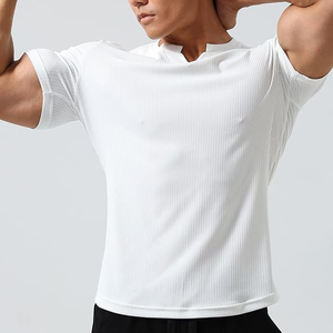 Camiseta deportiva de cuello redondo de microfibra para hombre, ropa de calle de algodón de alta calidad, camiseta transpirable Lisa personalizada - Product Image 4