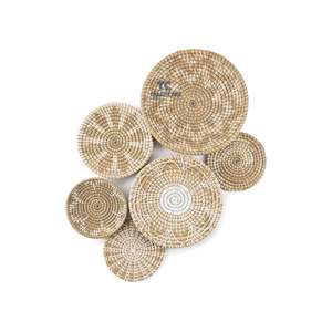 Designs Luxury Eco-friendly Seagrass <b>Basket</b> Hand Woven Home Living Room <b>Wall</b> Decoration Natural and Blue Seagrass - Product Image 3