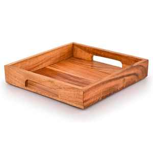 Handmade Brown <b>Wooden</b> Rectangle <b>Serving</b> Tray Custom Wood Kitchen <b>Platter</b> Decorative On Sale - Product Image 2