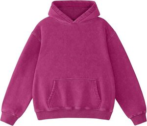 Sweat à capuche lavé à l'acide pour femmes surdimensionné Vintage Style décontracté pull lourd coton Streetwear coupe ample sweat à capuche - Product Image 1