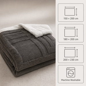 Manta de franela gris carbón con diseño reversible de sherpa blanco, suave y acogedora, para cama, entrega rápida en la UE, Polonia. - Product Image 5