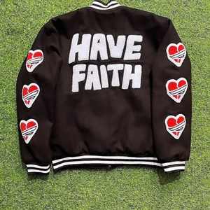 Veste universitaire d'hiver unisexe avec broderie en chenille, veste de baseball, logo personnalisé sur le devant, imperméable et respirante pour les matchs - Product Image 6