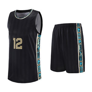 Maillot de basket-ball classique à col en V avec col côtelé Patch d'équipe imprimé par sublimation personnalisé ensemble d'été de taille XS sur mesure - Product Image 2