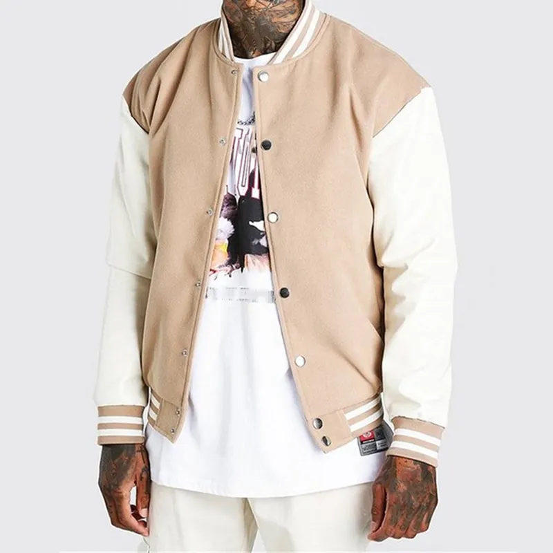 Hoge Kwaliteit College Polyester Blanco Bomber Custom Sport Fall Effen Honkbal Jassen Heren Zwarte Varsity Jas Vrouwen