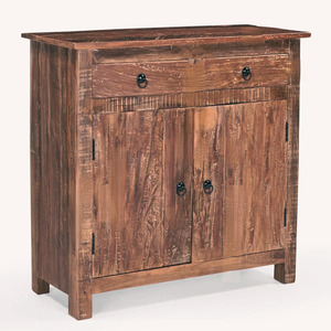 Armoire de rangement en bois massif rustique grande capacité deux tiroirs et portes doubles pour salon chambre ferme ou appartement - Product Image 1