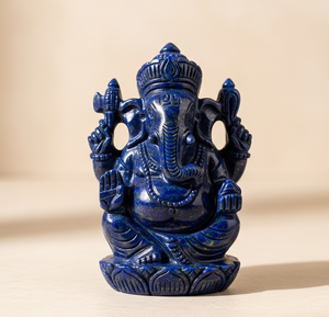 Estatua de Ganesha Religiosa Tallada a Mano, Figura Decorativa, Regalo Empresarial, Piedra Preciosa de Lapislázuli, Cristal Curativo Impermeable Hecho en India, Grabado - Product Image 3