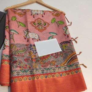 Sari en tissu de soie douce avec bordure Zari et sur l'ensemble belle impression et bordure avec Blouse contrastante pièce vêtement traditionnel - Product Image 1
