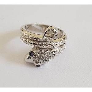 Anillo de Serpiente con Zafiro y Diamantes, Chapado en Rodio, Estilo Hip-Hop, Joyería de Declaración con Engaste de Bisel para Regalo de Boda, Certificado IGI - Product Image 1