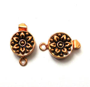 Cierre de caja floral de 25X16X7MM para una sola hebra y 3 hebras, joyería chapada en cobre oxidado, chapado en oro de 18 quilates B204 - Product Image 3