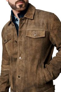 Chaqueta de Cuero Genuino de Primera Calidad para Hombre, Estilo Urbano para Otoño e Invierno, Tinte Liso con Servicio OEM - Product Image 3
