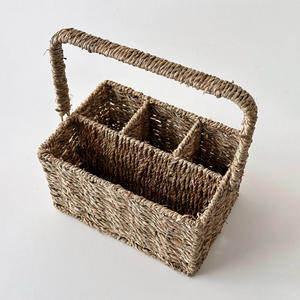 Cocina de estilo bohemio y objetos de decoración del hogar Rafia natural Cubiertos Titular Seagrass Cubiertos Caddy Organizador - Product Image 2