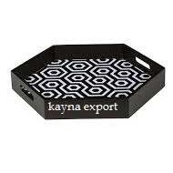 Bandeja de madera de color oscuro Bandeja para servir té Anidamiento de madera con mango de metal pulido Forma cuadrada única Suministros de hotel Bandeja de madera - Product Image 2